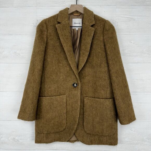 Madewell Boucle Larsen Blazer XS Toffee Brown Wool Alpaca Blend Single Breasted - Picture 1 of 16